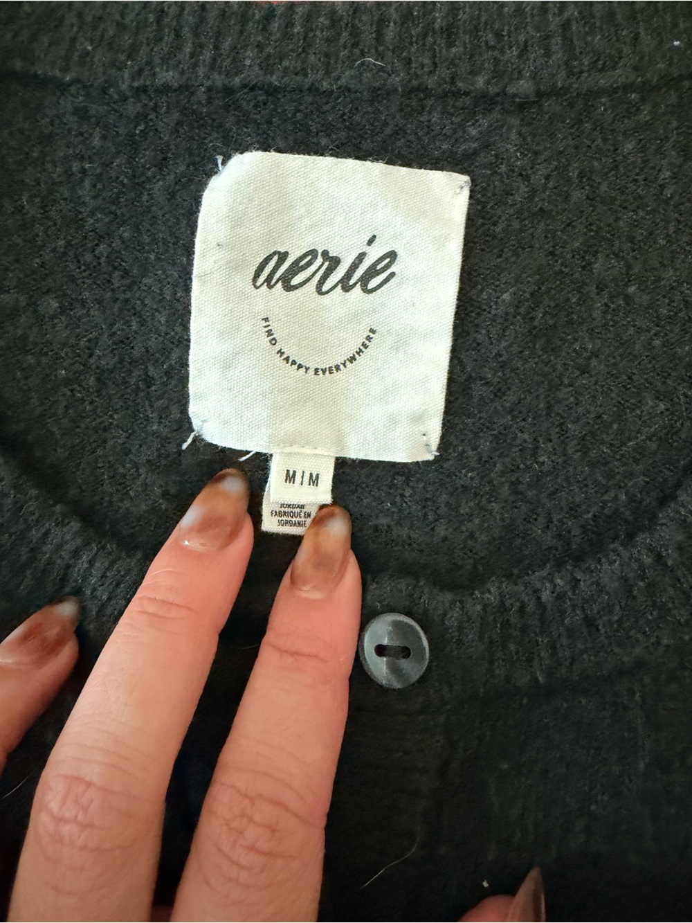 aerie Charcoal Gray Button-Front Women's Cardigan - Picture 2 of 3